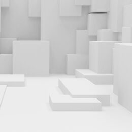 weiße, dreidmensionale Quader in abstraktem Raum