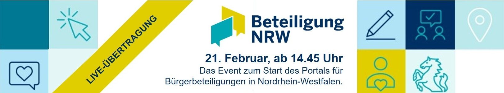 Banner für Live-Übertragung Beteiligung NRW.