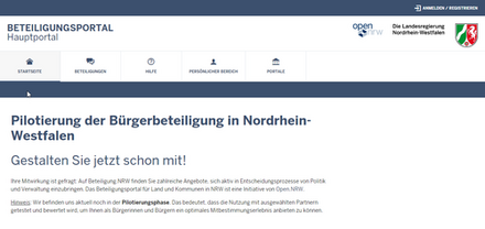 Screenshot: Pilotierungs der Bürgerbeteiligung in NRW - gestalten Sie jetzt schon mit!