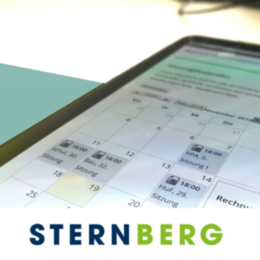 Tablet mit Sitzungskalender, Logo STERNBERG